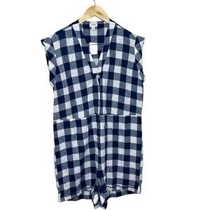 JCrew‎ women’s linen blend plaid Short Romper Size 8